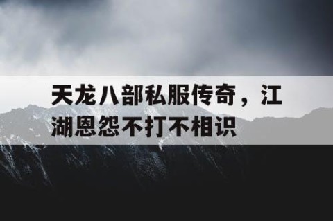 天龙八部私服传奇，江湖恩怨不打不相识