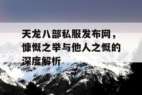 天龙八部私服发布网，慷慨之举与他人之慨的深度解析