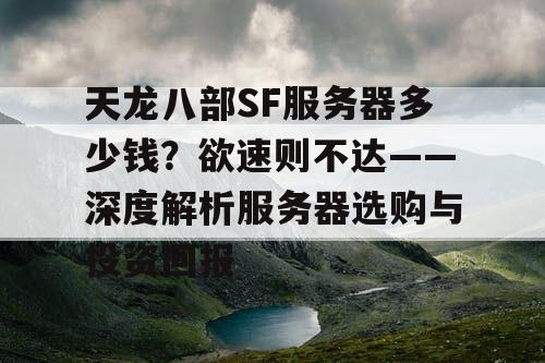 天龙八部SF服务器多少钱？欲速则不达——深度解析服务器选购与投资回报