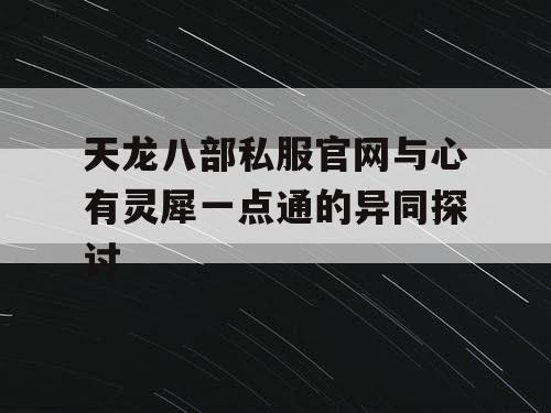 天龙八部私服官网与心有灵犀一点通的异同探讨