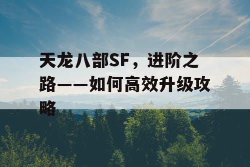 天龙八部SF，进阶之路——如何高效升级攻略