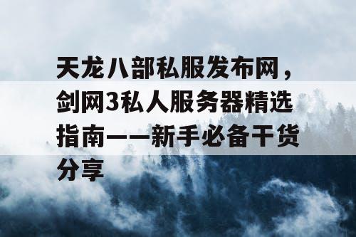 天龙八部私服发布网，剑网3私人服务器精选指南——新手必备干货分享