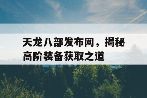 天龙八部发布网，揭秘高阶装备获取之道