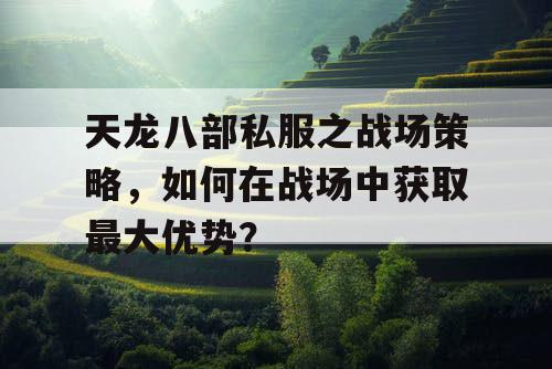 天龙八部私服之战场策略，如何在战场中获取最大优势？