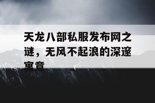 天龙八部私服发布网之谜，无风不起浪的深邃寓意