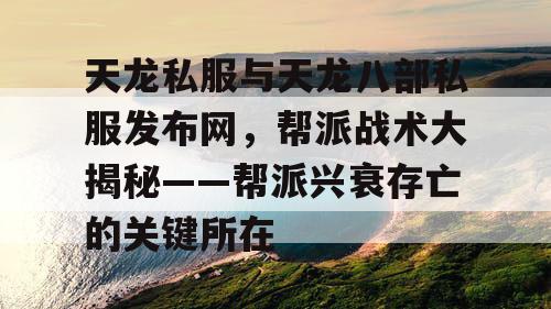 天龙私服与天龙八部私服发布网，帮派战术大揭秘——帮派兴衰存亡的关键所在