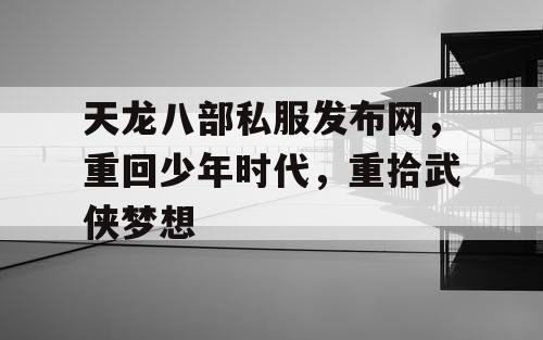 天龙八部私服发布网，重回少年时代，重拾武侠梦想