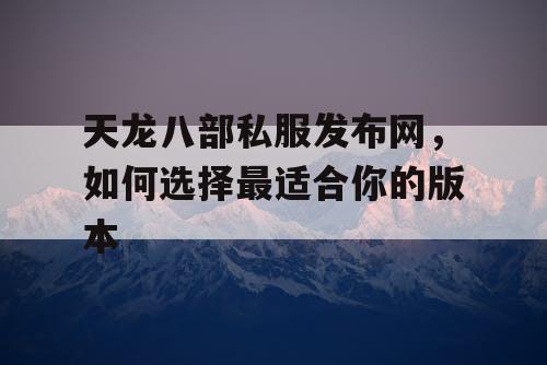 天龙八部私服发布网，如何选择最适合你的版本