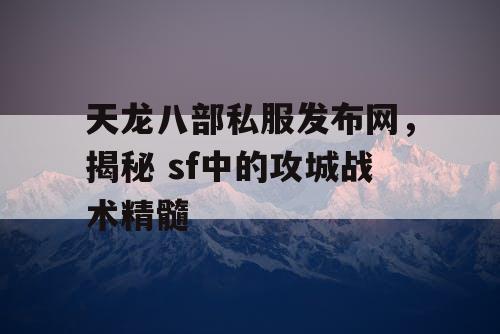 天龙八部私服发布网，揭秘 sf中的攻城战术精髓