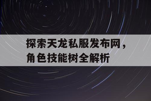 探索天龙私服发布网，角色技能树全解析