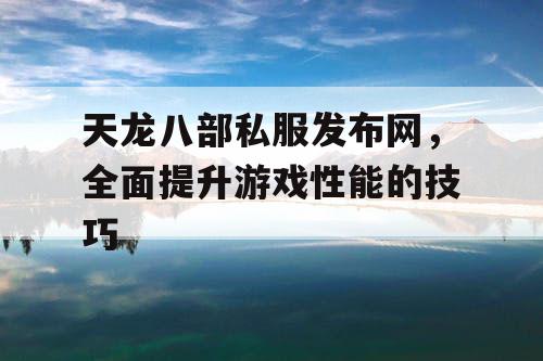 天龙八部私服发布网，全面提升游戏性能的技巧