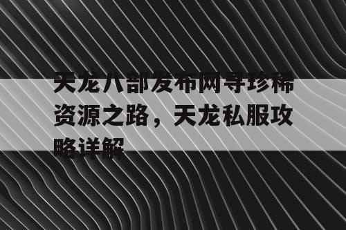 天龙八部发布网寻珍稀资源之路，天龙私服攻略详解