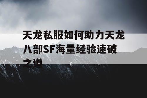 天龙私服如何助力天龙八部SF海量经验速破之道