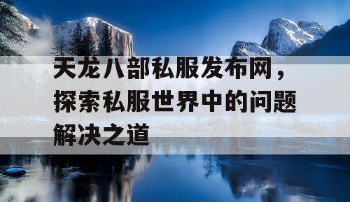 天龙八部私服发布网，探索私服世界中的问题解决之道