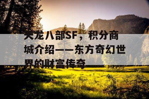 天龙八部SF，积分商城介绍——东方奇幻世界的财富传奇