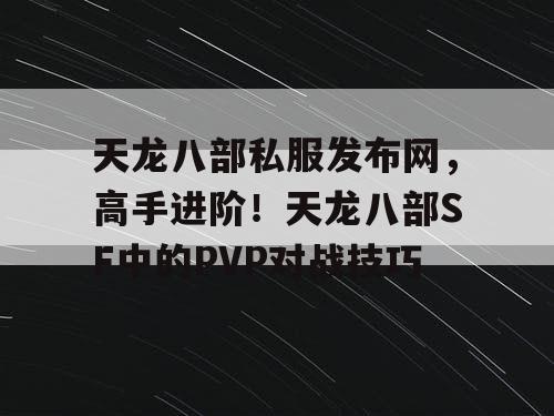 天龙八部私服发布网，高手进阶！天龙八部SF中的PVP对战技巧