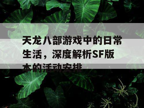 天龙八部游戏中的日常生活，深度解析SF版本的活动安排