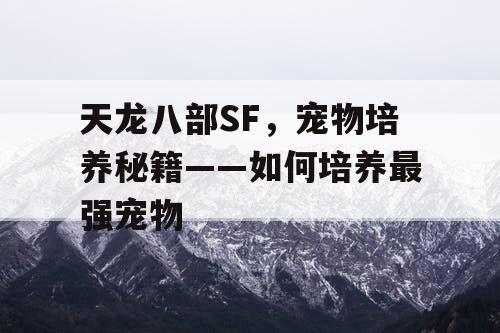 天龙八部SF，宠物培养秘籍——如何培养最强宠物