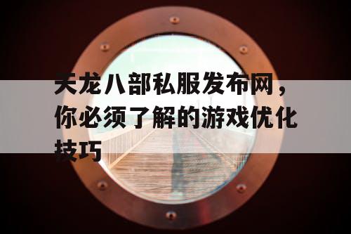 天龙八部私服发布网，你必须了解的游戏优化技巧