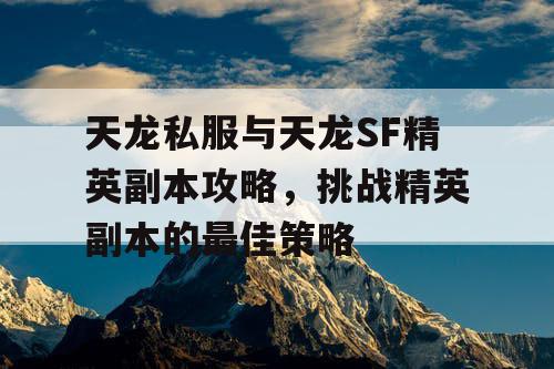 天龙私服与天龙SF精英副本攻略：挑战精英副本的最佳策略