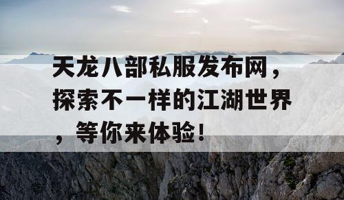 天龙八部私服发布网，探索不一样的江湖世界，等你来体验！