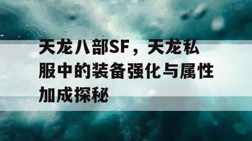 天龙八部SF，天龙私服中的装备强化与属性加成探秘