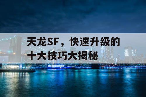 天龙SF，快速升级的十大技巧大揭秘