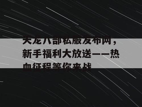 天龙八部私服发布网，新手福利大放送——热血征程等你来战