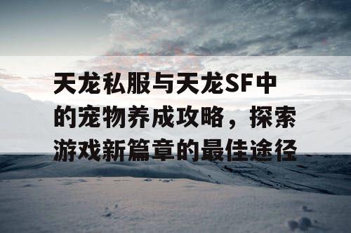 天龙私服与天龙SF中的宠物养成攻略，探索游戏新篇章的最佳途径