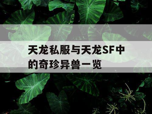 天龙私服与天龙SF中的奇珍异兽一览