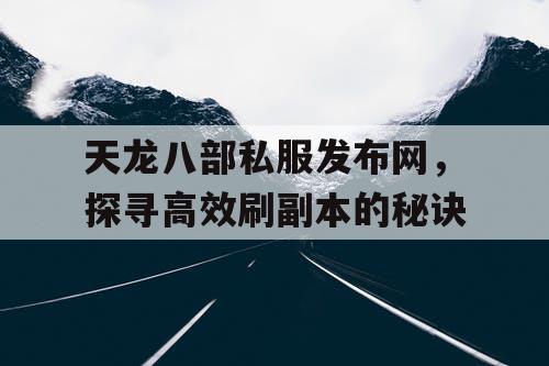 天龙八部私服发布网，探寻高效刷副本的秘诀