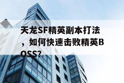 《天龙SF》精英副本打法，怎样快速战胜精英BOSS？