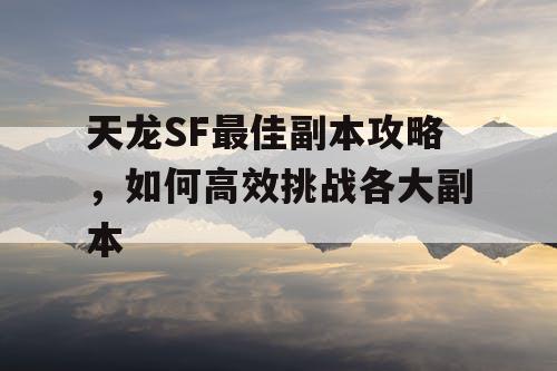 天龙SF最佳副本攻略，如何高效挑战各大副本